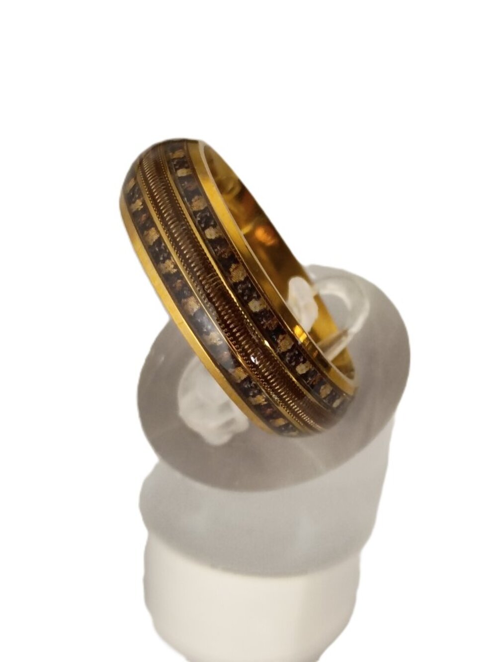 Size 10 Gold Stainless Steel - Celestial Starry Night Inlay 8mm Wedding Band